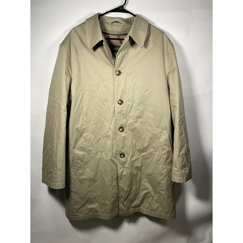 Ralph Lauren Men's Tan‎ Button Front Trench Coat Overcoat Jacket 44R